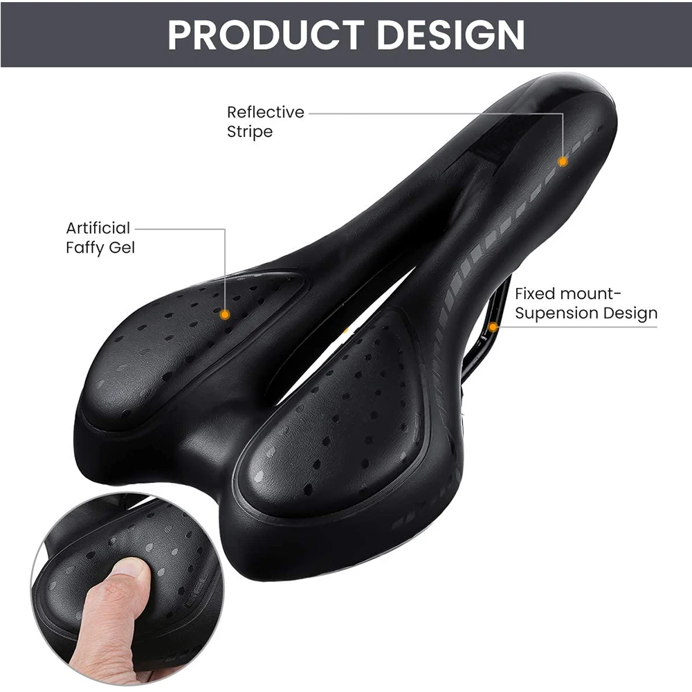 Details about   Biking Saddle Silicone Cushion PU Leather withSilica Gel Cycling Seat Shockproof